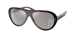 59906G Shiny Black+red+navy Frame | Light Grey Gradient Silver Mirror Lens