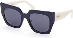 Shiny Solid Navy Blue, Opaque Ivory / Smoke Into Blue Lenses