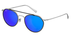 Silver Matte With Dark Navy Rim Frame | Blue Hawaii Lens