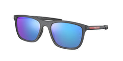 13C08R Grey Transparent Rubber Frame | Light Green Mirror Blue Lens