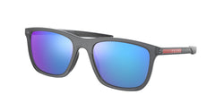 13C08R Grey Transparent Rubber Frame | Light Green Mirror Blue Lens