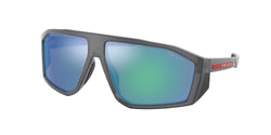 12C08R Matte Grey Transparent Frame | Light Green Mirror Blue Lens