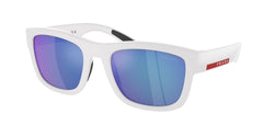 White Rubber Frame | Light Green Mirror Blue Lens