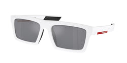 Matte White / Black Rubber Frame | Light Blue Mirror Silver Lens