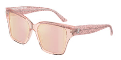 Transparent Pink Glitter Frame | Pink Mirror Rose Gold Lens