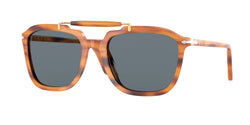 Striped Brown Frame | Blue Lens