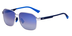 Shiny Silver With Dark Blue Frame | Dual Mirror Blue To Silver Lens