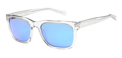 200302 Shiny Light Gray Crystal Frame | Blue Mirror Lens